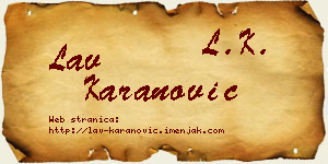 Lav Karanović vizit kartica